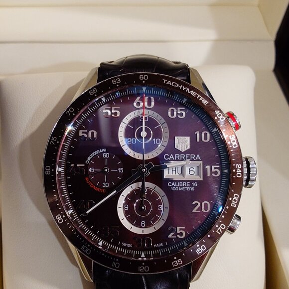 TAG Heuer Carrera day-date mens - stainless steel - brown dial - CA2A12 used - Picture 3 of 12